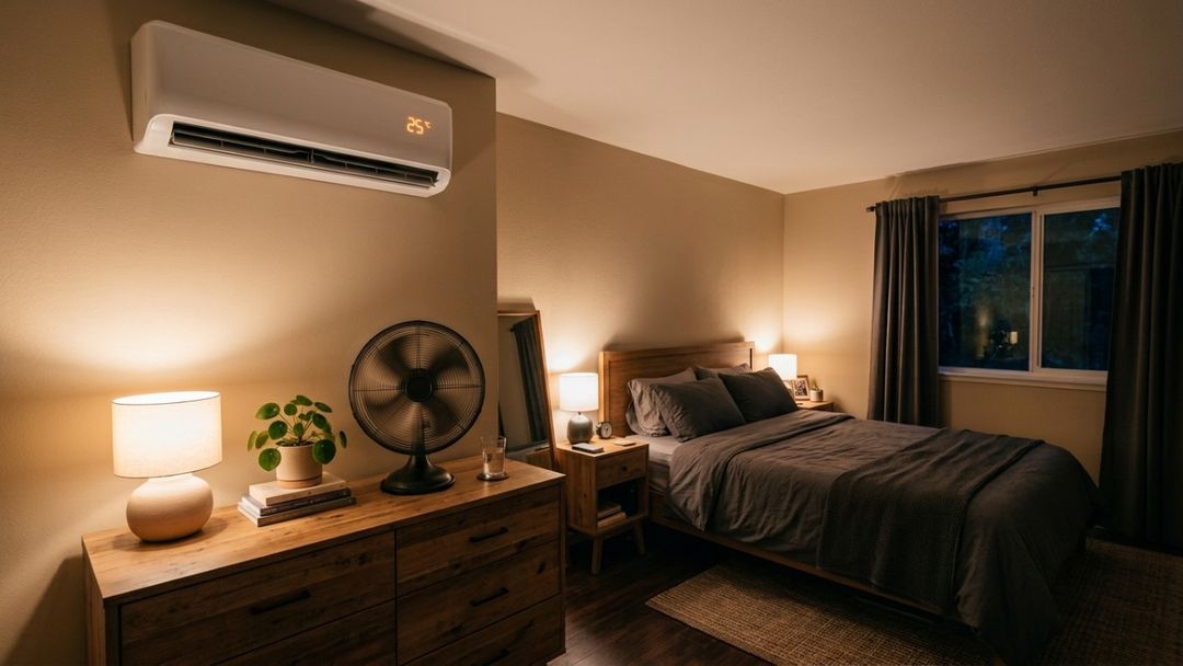 Resfriar o quarto previamente e usar o ventilador durante a madrugada evita o consumo excessivo de energia.