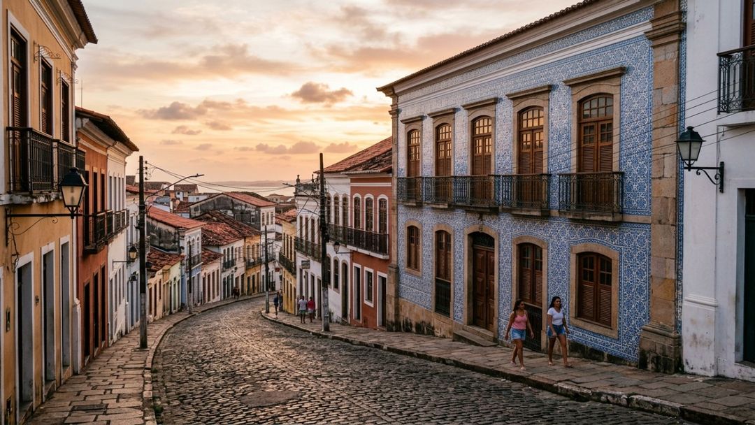 Os icônicos casarões azulejados combinam estética e funcionalidade climática no litoral brasileiro.