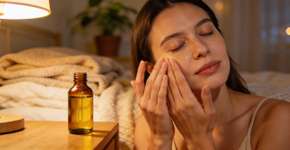 A rotina de 5 minutos com óleos naturais para prevenir linhas de expressão.