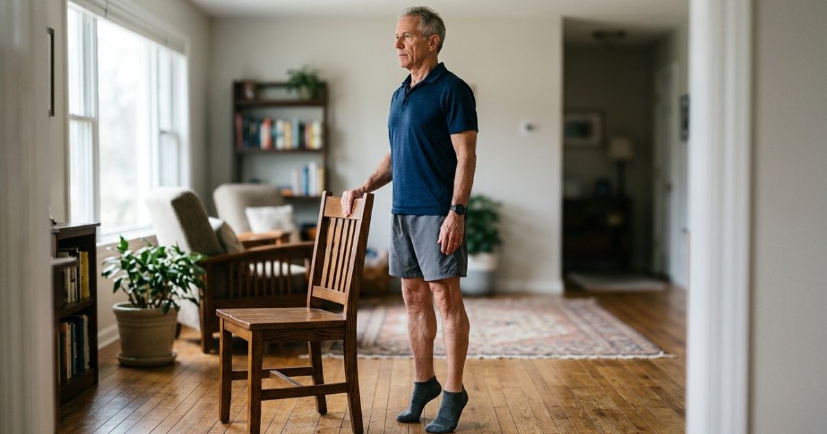 Se aos 60 anos você consegue deixar os calcanhares elevados durante 10 elevações seguidas, podemos melhorar a estabilidade e caminhar de forma mais segura