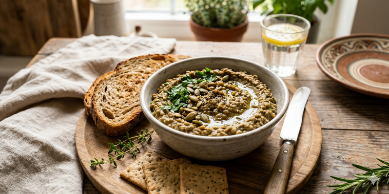 Featured main: Patê de lentilha vegano: cremoso, nutritivo e tão saboroso que ninguém sente falta de nada