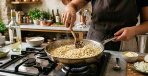 Os chefs italianos concordam: “Para fazer risoto perfeito, o que você precisa é refogá-lo em manteiga, cebola e vinho branco.”