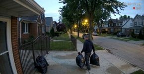 Após instalar uma câmera para descobrir quem deixava sacos de lixo diante do seu portão toda madrugada, moradora passa uma semana revisando as imagens até perceber que o responsável era um vizinho três casas acima que os arrastava para longe de casa antes do caminhão passar