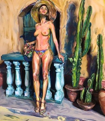 A artista transforma modelos em quadros