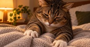 O que significa quando o gato amassa o cobertor com as patas antes de dormir?