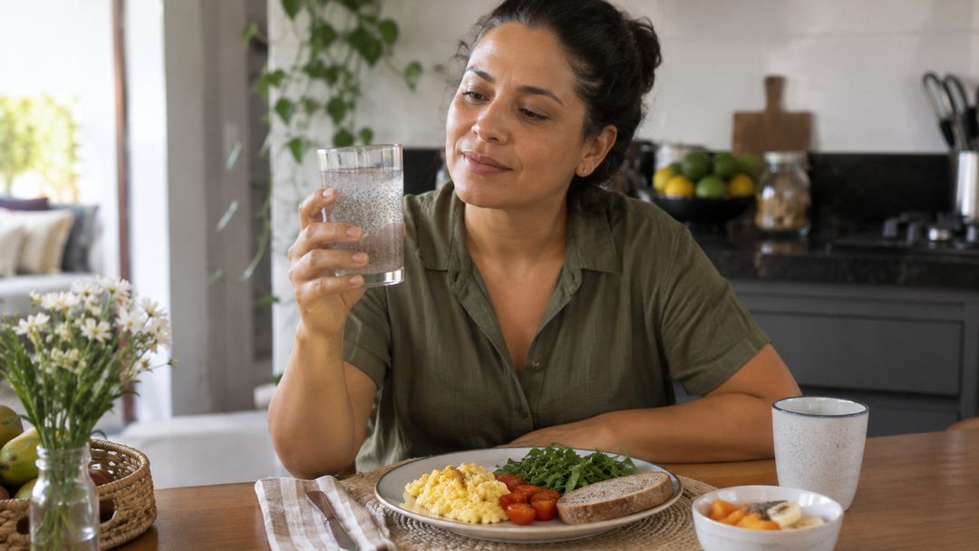 Água com chia fornece fibras, mas não produz milagres.