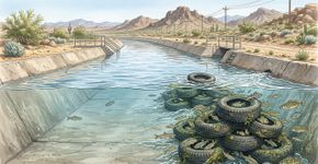 Em 1994, pesquisadores da Califórnia e do Arizona transformaram pneus descartados em recifes subaquáticos e encontraram 20 vezes mais peixes em canais de concreto