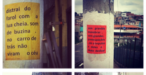 Lambe-lambes poéticos enfeitam a Avenida São João e a Praça das Artes
