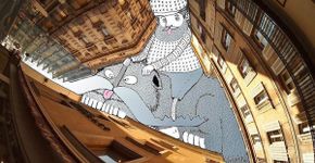Artista usa contorno de prédios para criar desenhos sobrepostos à cidade