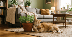 Nas casas com gatos calmos o dono não compra brinquedos, mas sim um vaso dessa planta que relaxa o bicho e evita móveis arranhados