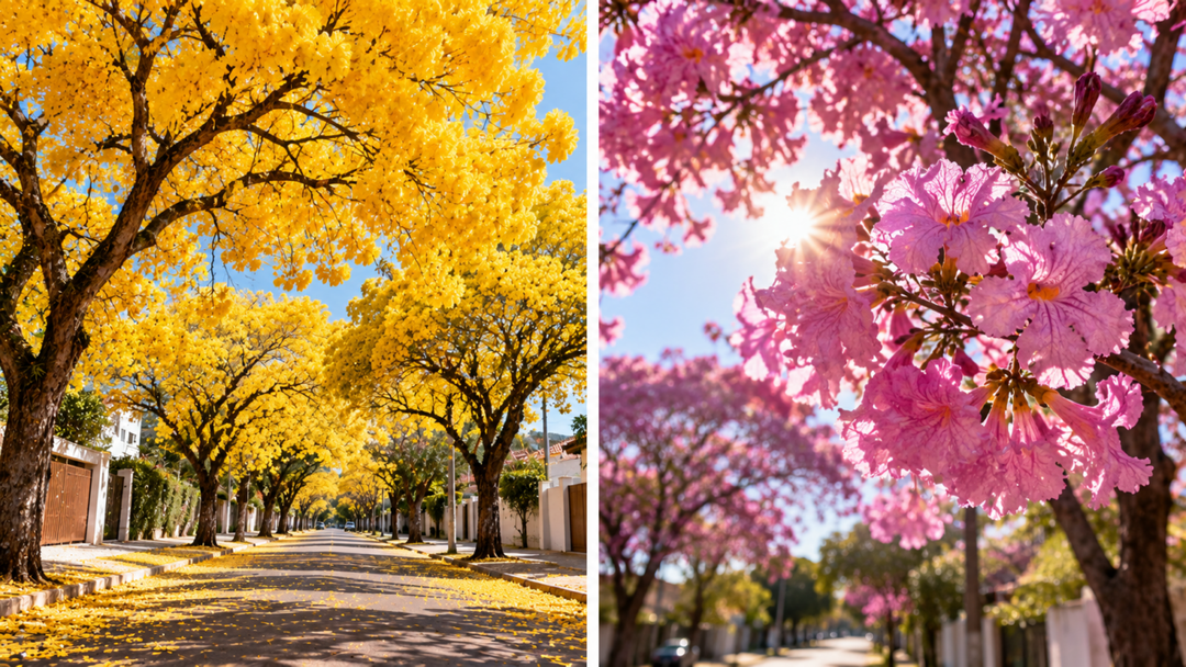 Flores amarelas, rosas, brancas ou roxas tomam conta dos ipês em determinadas épocas. Saiba por que a árvore floresce sem folhas e o que ocorre depois.
