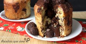 Chocotone recheado com brigadeiro