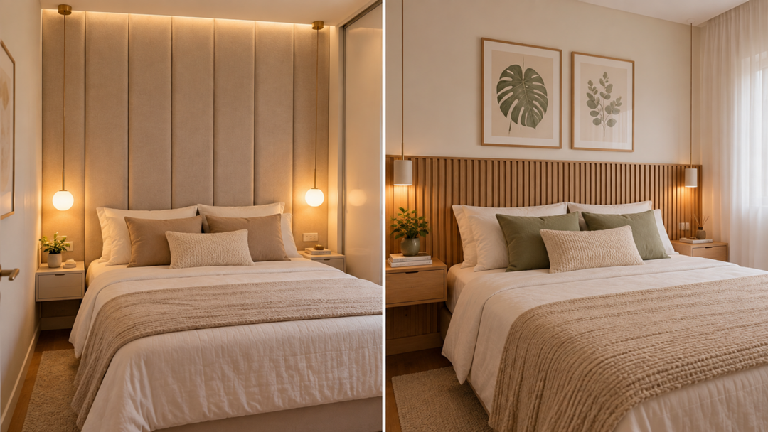 Quer deixar o quarto pequeno mais leve? Entenda como altura, profundidade e proporção da cabeceira influenciam a circulação e a decoração.
