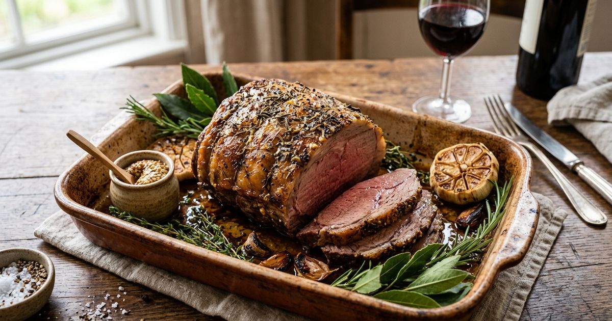 Os chefs concordam: “A carne assada não é temperada apenas com sal, mas sim com alho amassado, mostarda e ervas frescas esfregadas na véspera.”