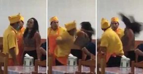 Garçom é flagrado agredindo uma mulher em restaurante