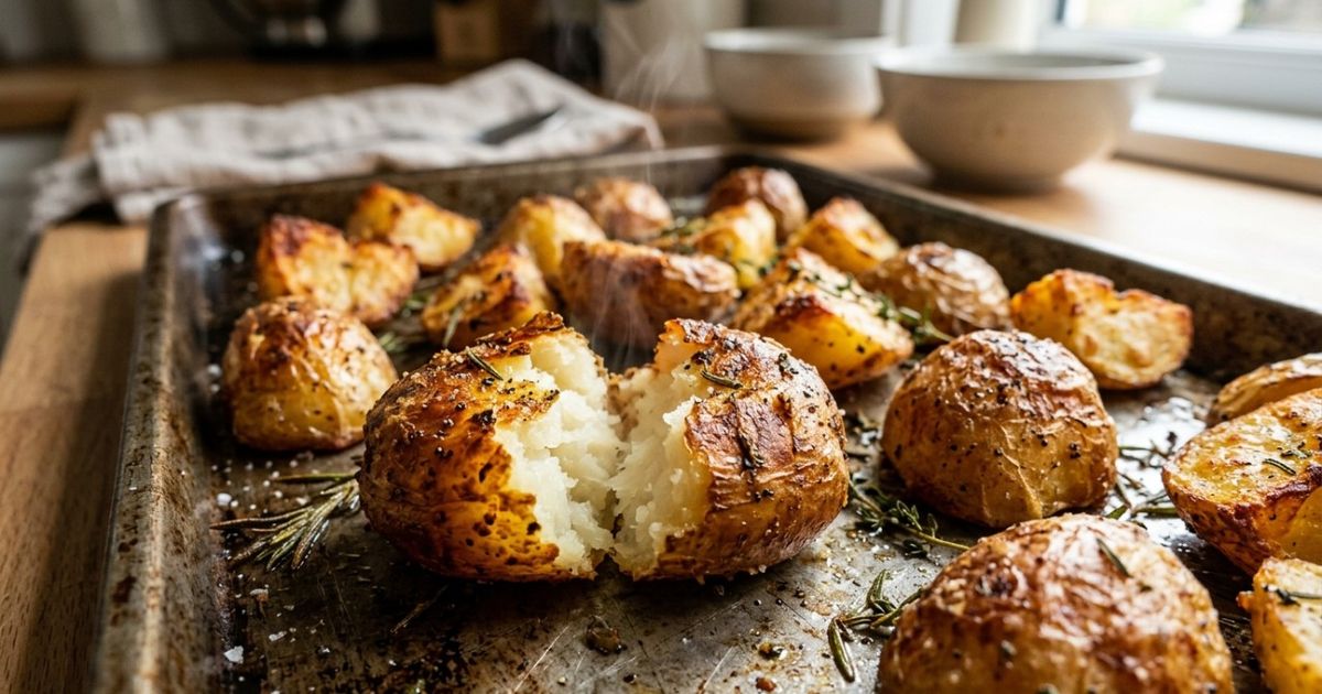 Antes de levar a batata ao forno, cozinhe com uma pitada de bicarbonato: o passo ajuda a criar uma casquinha muito mais crocante e um interior macio