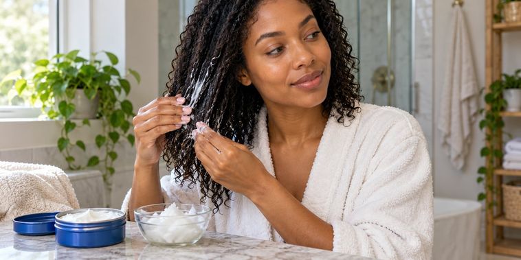 Featured main: Vários cabeleireiros concordam: “O creme Nivea de lata azul é maravilhoso para o cabelo quando usado com óleo de coco, mas apenas antes da lavagem.”