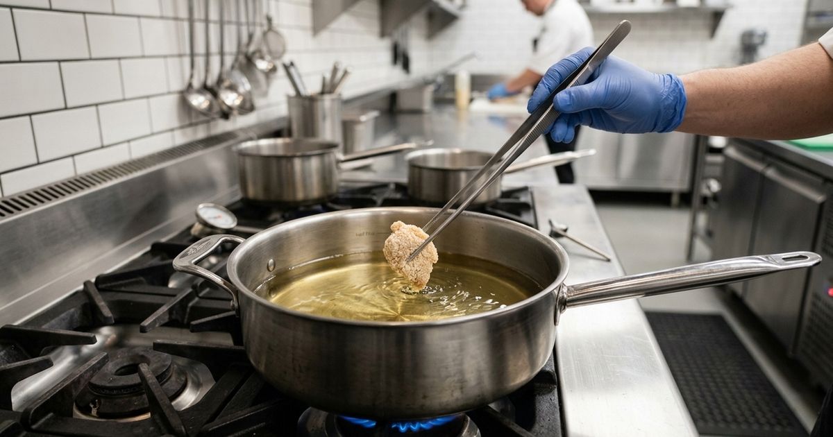 Isso evita que o óleo suba e transborde da panela durante a fritura