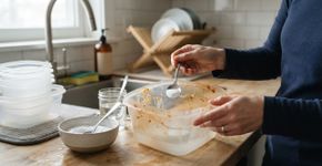 O cheiro de comida ficou dentro dos potes plásticos? Bicarbonato pode ajudar neste cuidado	Remoção de odores em recipientes compatíveis