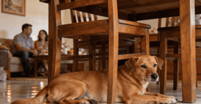 O que significa quando o cachorro dorme embaixo da mesa?