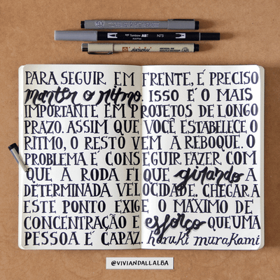 Projetos pessoais - exercícios de caligrafia (Vivian Dall’Alba)