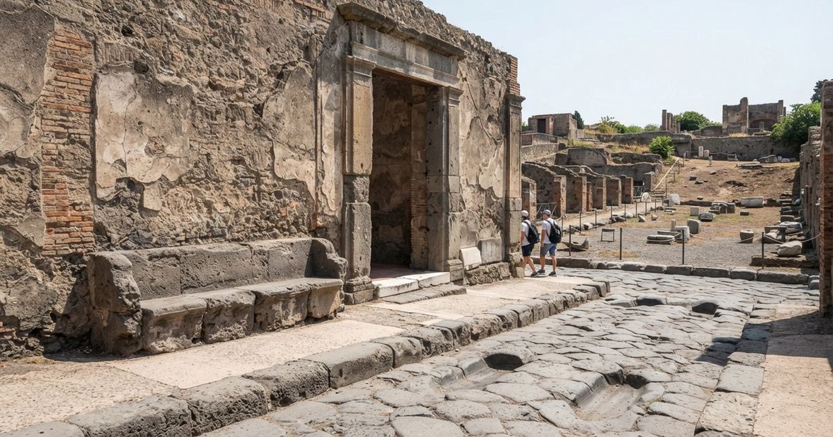 Arqueólogos encontraram um banco de espera de 2 mil anos em Pompeia e as paredes ao lado ainda guardavam rabiscos de quem ficou sentado ali