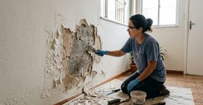 Para reparar uma parede afetada pela umidade, a primeira coisa que vamos fazer é saneá-la