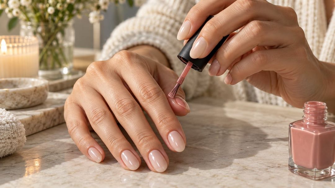 Nudes próximos ao subtom da pele reduzem cortes visuais entre os dedos e as pontas das unhas – Imagem ilustrativa criada por inteligência artificial