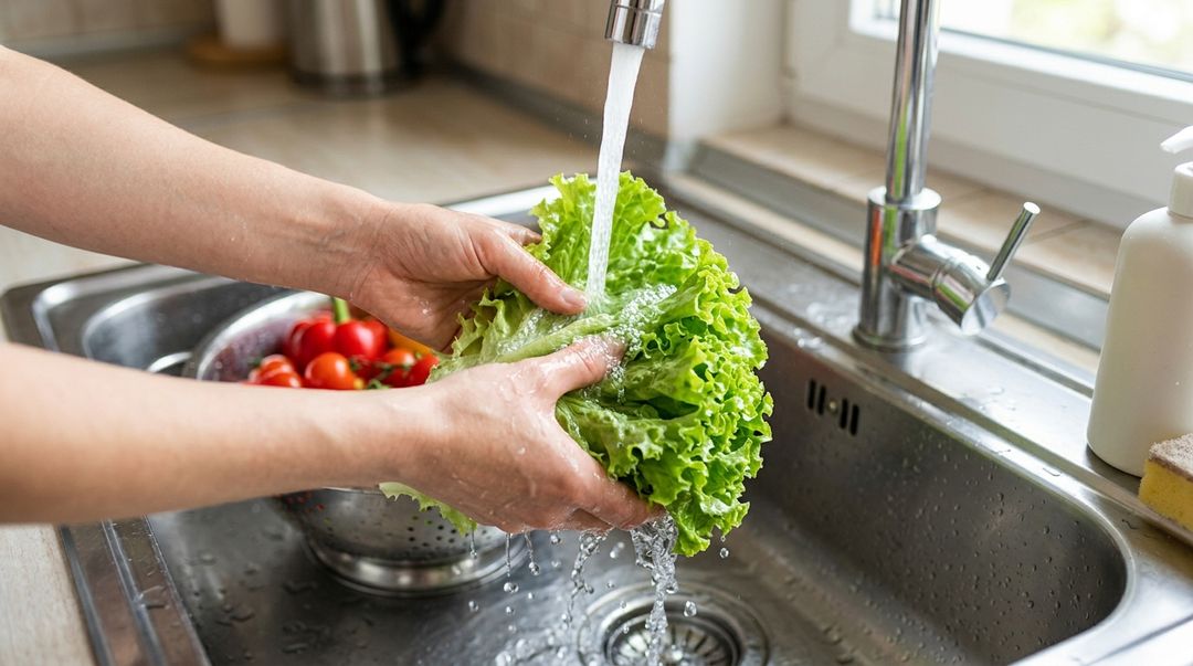 A agua corrente e suficiente para eliminar impurezas dos alimentos com eficacia.