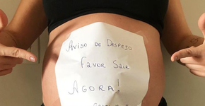 ‘Aviso de despejo, favor sair agora’, diz mãe quase de 40 semanas