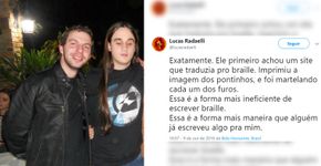 Filha escreve carta em braile para homenagear mãe cega