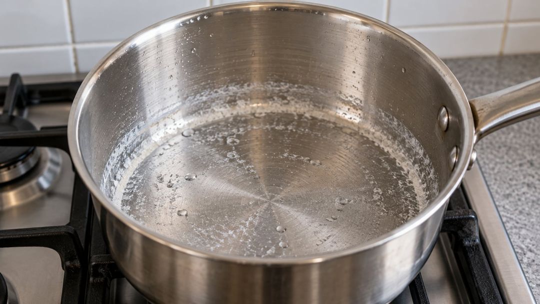 Água dura deixa cálcio e magnésio no fundo da panela quando o líquido evapora – Imagem ilustrativa criada por inteligência artificial