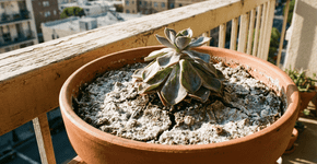 O que significa a camada branca na terra do vaso da suculenta que deixa a planta murcha