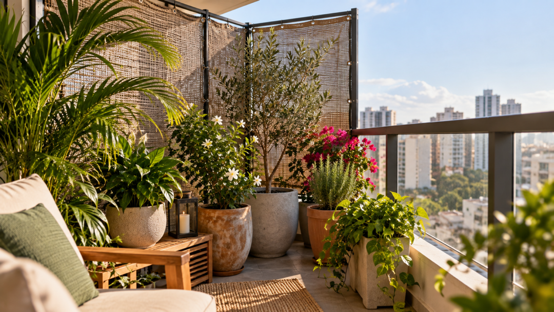 Plantas em varandas altas podem sofrer com rajadas intensas. Veja como usar telas, treliças e vasos estáveis para reduzir os danos causados pelo vento.