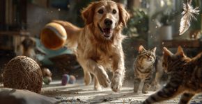 Brinquedos que despertam a caça em cães e gatos