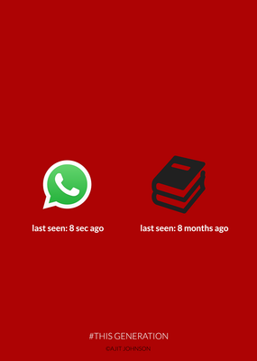 WhatsApp: última visualização: há 8 segundos / Livro: última visualização: há 8 meses (Reprodução/Ajit Johnson)