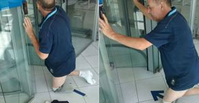 Deficiente retira prótese da perna após ser barrado em banco