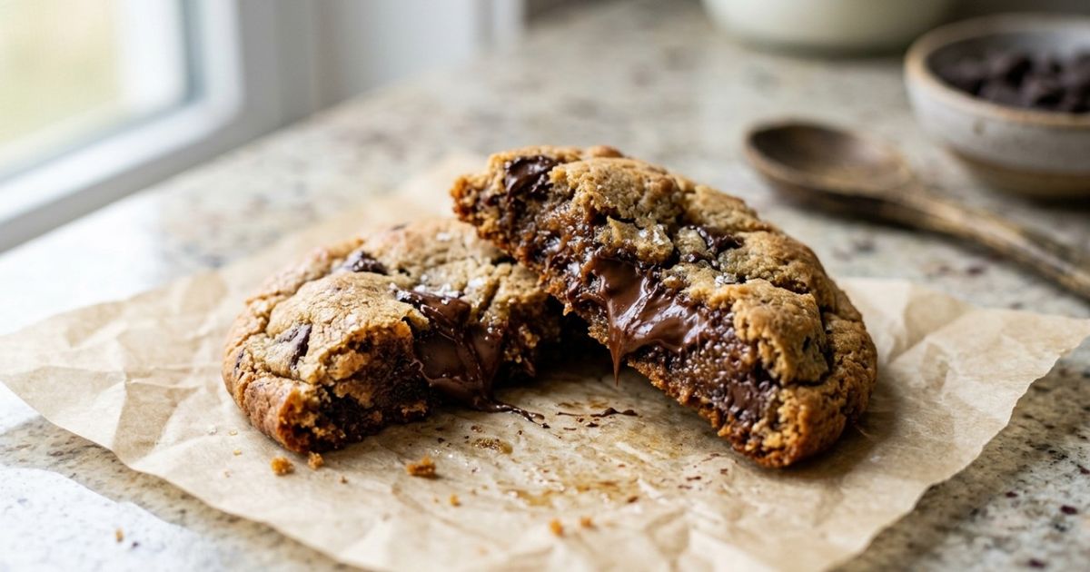 Dourar toda a manteiga nem sempre melhora o cookie: usar apenas uma parte preserva água suficiente na massa enquanto acrescenta o sabor tostado da manteiga noisette