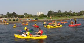 Guarapiranga vira praia e wake skate,rafting e passeio de balão