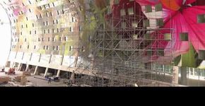 Mural gigante é destaque de mercado em Roterdã