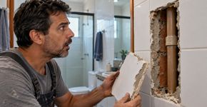 Homem decide reformar sozinho o banheiro para economizar, quebra o primeiro azulejo e descobre uma tubulação que não aparecia em nenhuma planta entregue com a casa