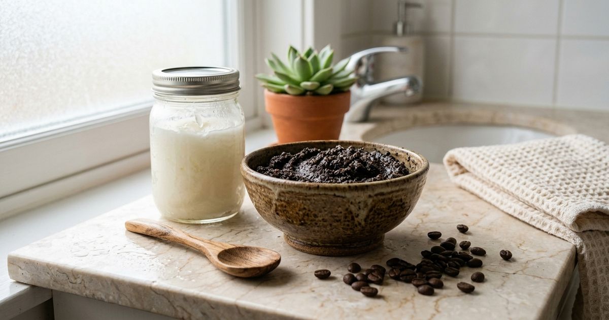 O segredo simples com borra de café e óleo de coco que deixa a pele das pernas mais macia sem o impacto de microplásticos presentes em alguns cosméticos