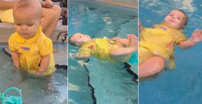 Mãe provoca polêmica com vídeo de filha tentando boiar em piscina