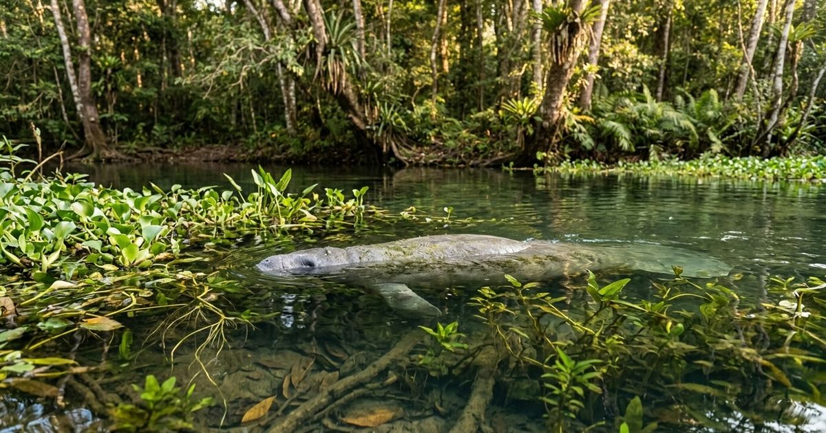O peixe-boi-da-amazônia ganhou notoriedade na fauna amazônica por sobreviver meses sem comer durante a seca usando reservas de gordura do próprio corpo