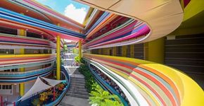 Após reforma, escola infantil ganha pintura ultracolorida