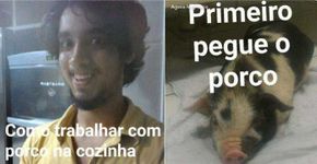 Rapaz faz tutorial sobre ‘como trabalhar com porco na cozinha’