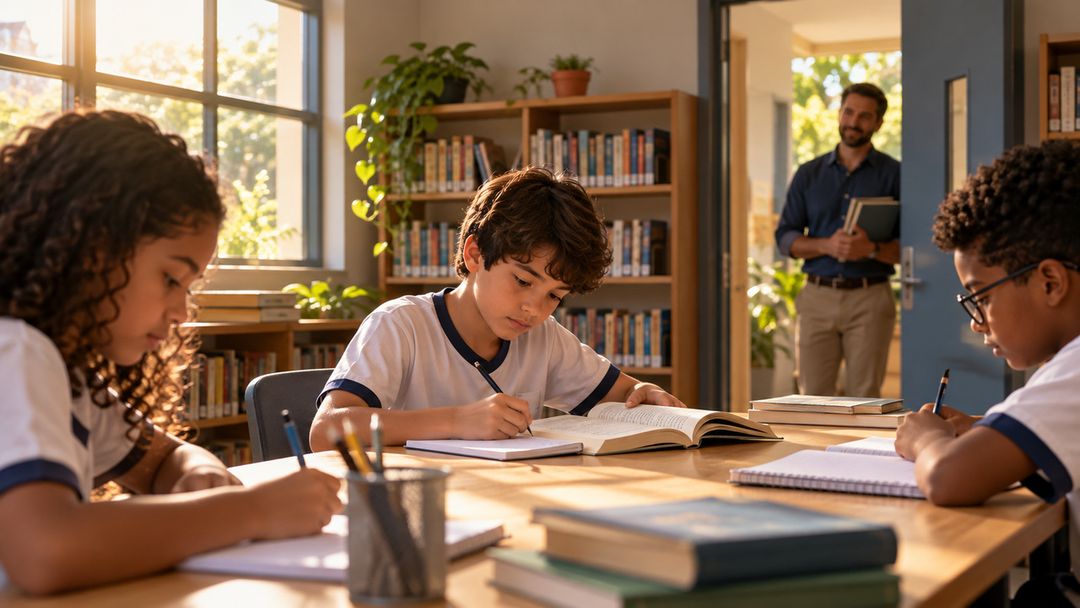 Uma sala de leitura passou a atender outros alunos também.