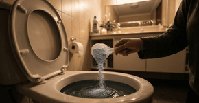 Coloquei sabão em pó no vaso antes de dormir e me surpreendi na manhã seguinte