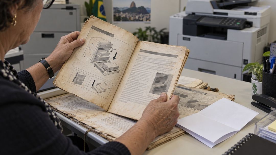 A folha dobrada existia por causa de uma impressora já substituída.