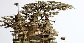 Artista faz casa na árvore de bonsai